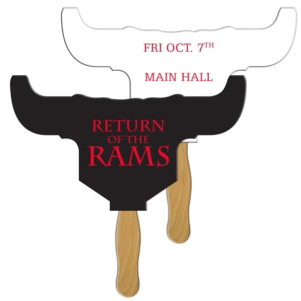 Longhorn Bull Sandwiched Hand Fan Full Color