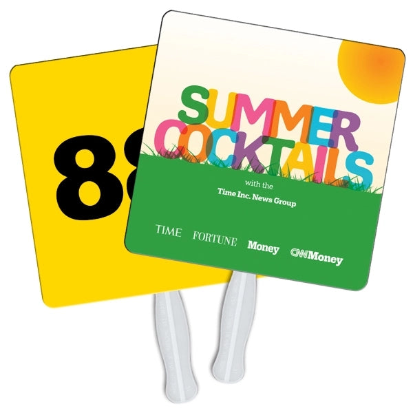 Square Sandwich Auction Sandwiched Hand Fan Full Color
