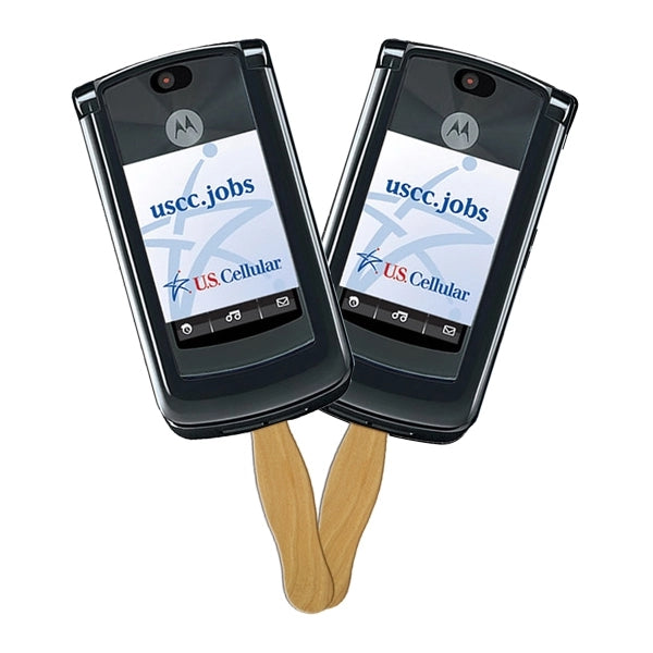 Cell Phone Sandwiched Hand Fan Full Color