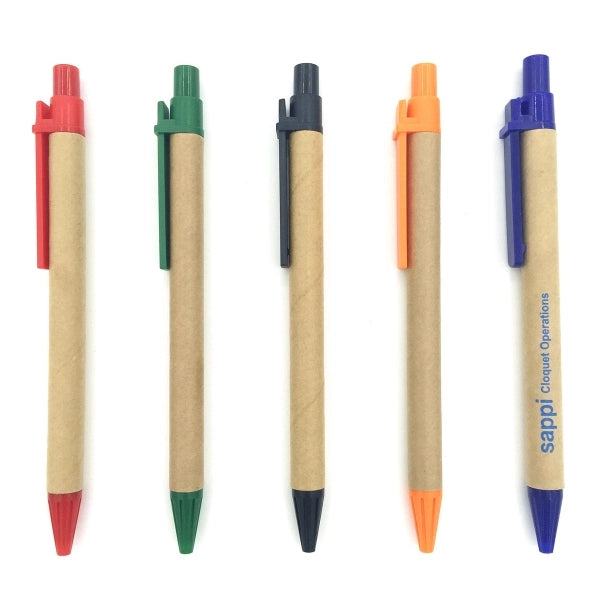 Recycled Cardboard Ballpoint Pen with Plastic Clip