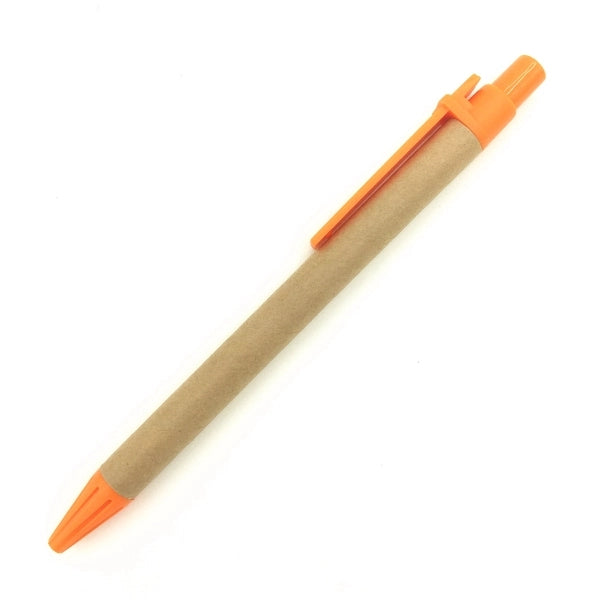 Recycled Cardboard Ballpoint Pen with Plastic Clip