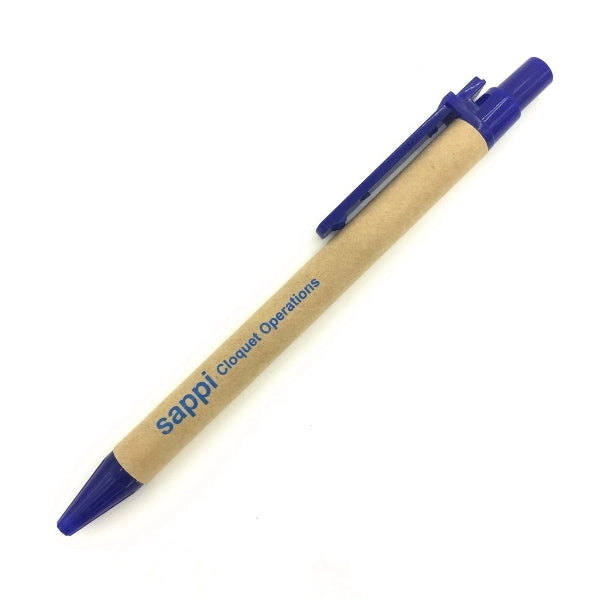 Recycled Cardboard Ballpoint Pen with Plastic Clip