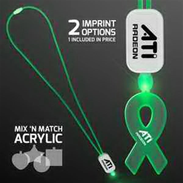 LED Neon Lanyard with Acrylic Ribbon Pendant