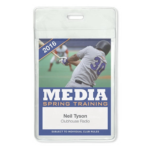 Vertical 2-Pocket Event-Size Vinyl Badge Holders, 3" x 4.25"