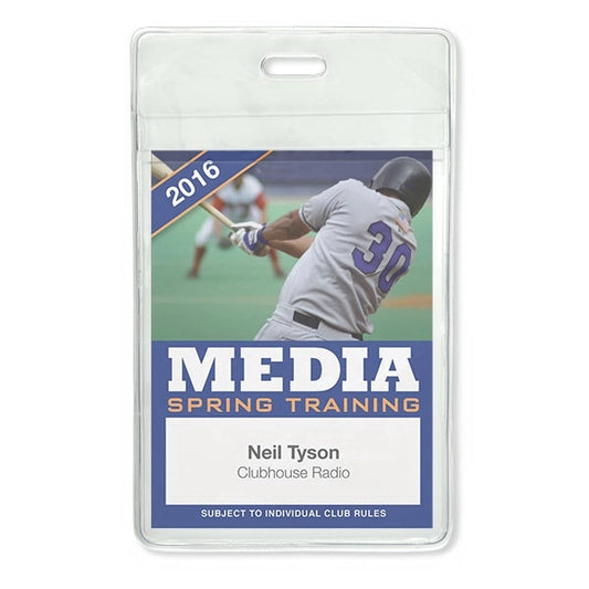 Vertical 2-Pocket Event-Size Vinyl Badge Holders, 3" x 4.25"