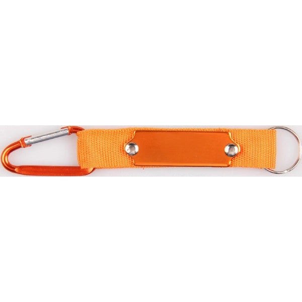Carabiner with Strap and Metal Plate
