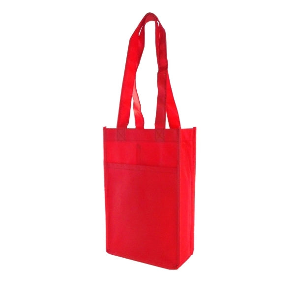 Printed Logo Non-woven Two Packed Bottles Wine Tote Bag