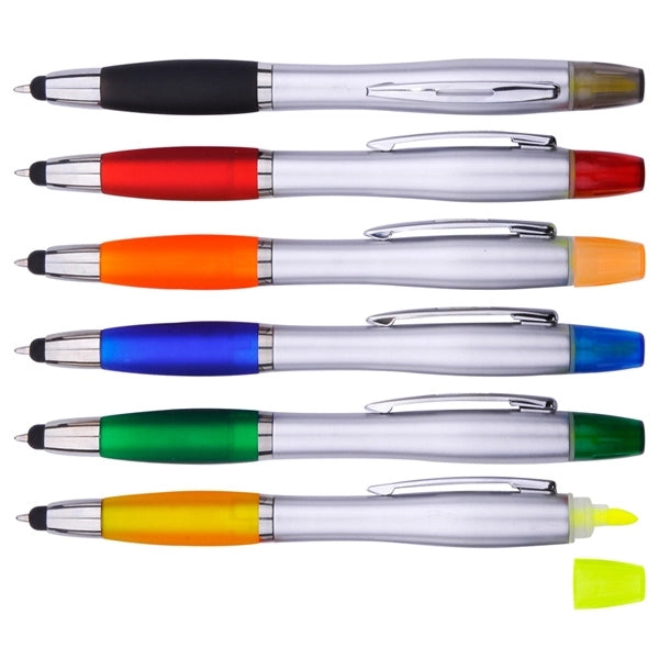 3-In-1 Stylus, Ballpoint Pen and Yellow Highlighter