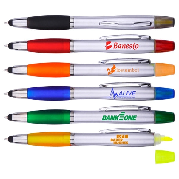 3-In-1 Stylus, Ballpoint Pen and Yellow Highlighter