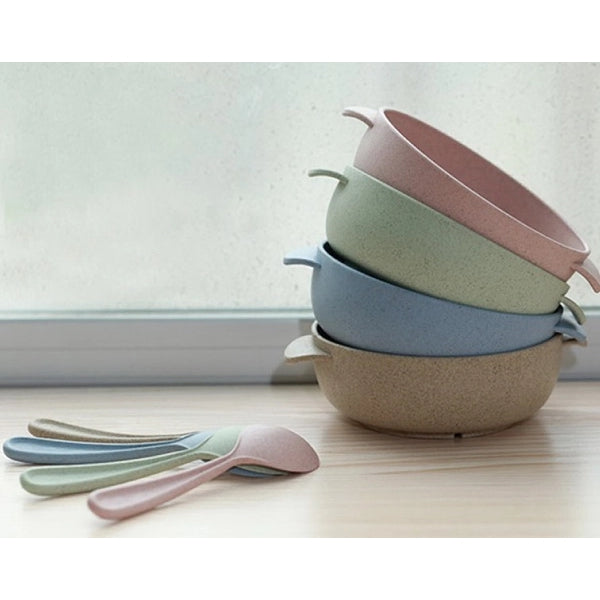 Kids Wheat straw bowl with spoon