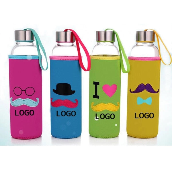 Juice Drinking Glass Water Bottle with Sleeve