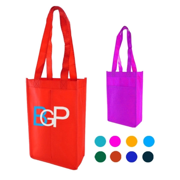 Custom Non Woven 2 Packed Bottles Wine Tote Bag