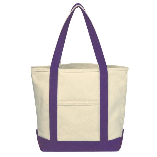 Two-Tone Accent Gusseted Canvas Boat Tote Bags