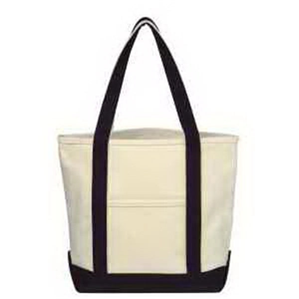 Two-Tone Accent Gusseted Canvas Boat Tote Bags