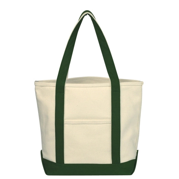 Two-Tone Accent Gusseted Canvas Boat Tote Bags