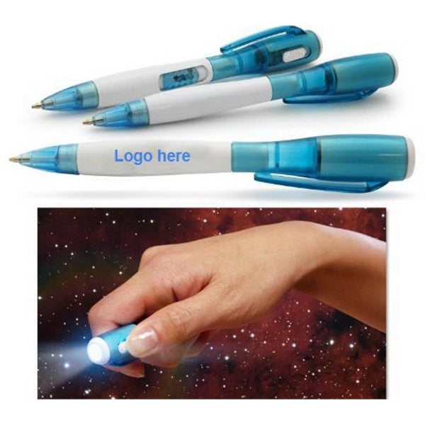 2 In 1 Multi Function LED Flashlight Plastic Ballpoint Pens