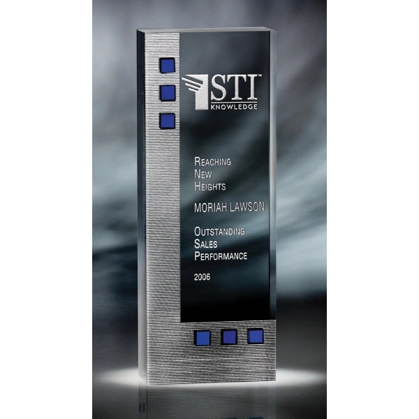 Dimensions in Blue Optic Crystal Award