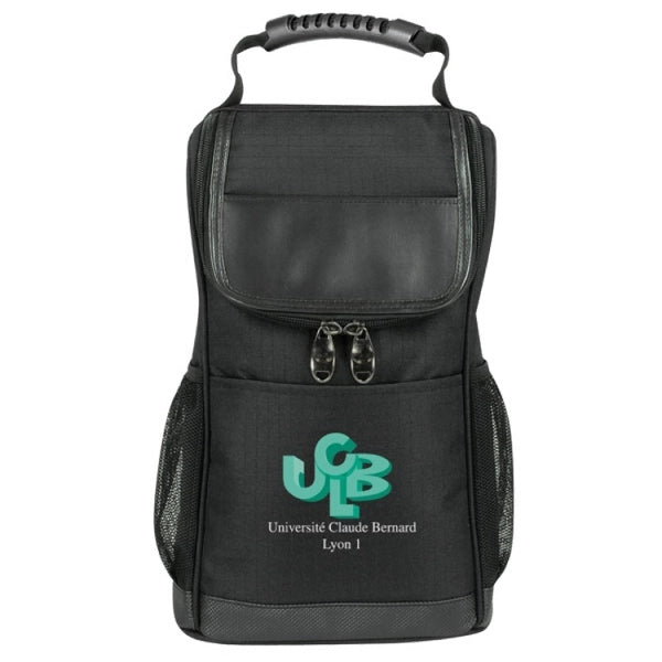 Ripstop Two Bottle Wine Bag With Leather Like Bottom