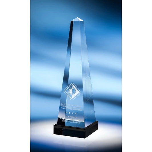 Obelisk Optic Crystal Award with Base - Medium