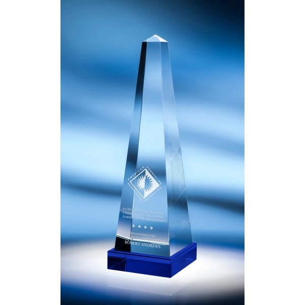 Obelisk Optic Crystal Award with Base - Medium