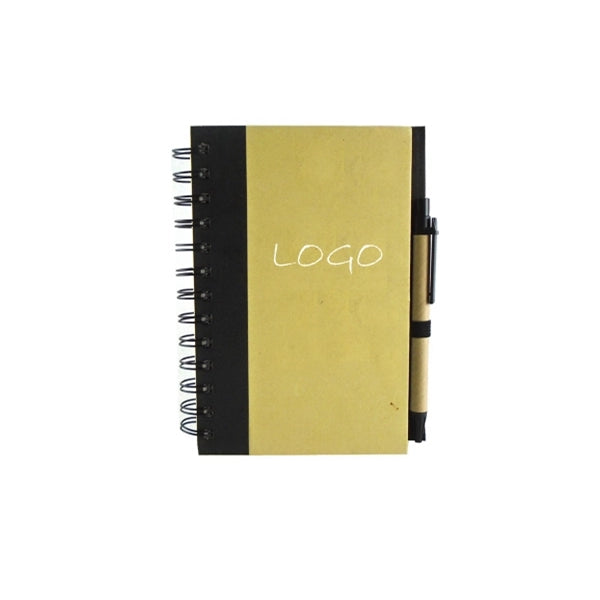 Recycled Kraft Paper Spiral Notebook With Pen