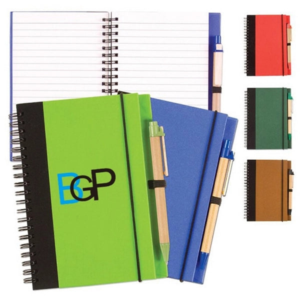 Eco Handy Pocket Spiral Notebook With Pen