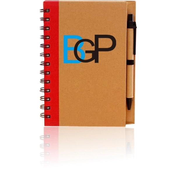 Recycled Kraft Paper Spiral Notebook With Pen