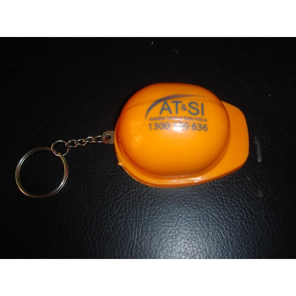 Safety helmet bottle opener with keychain