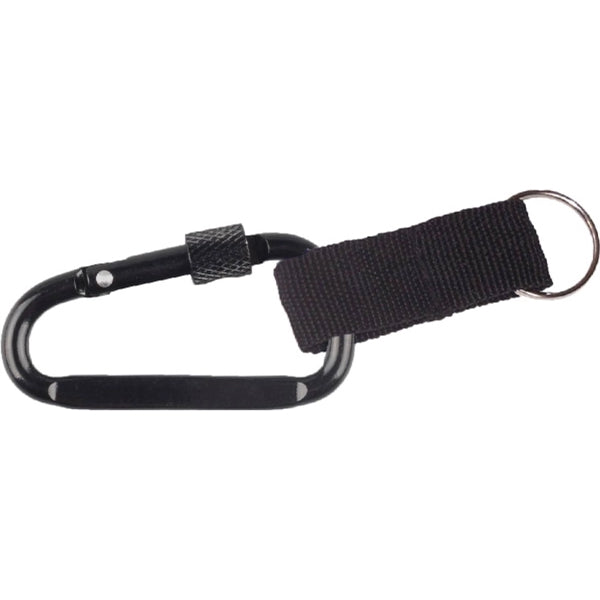 Carabiner with Secured Screw and Strap