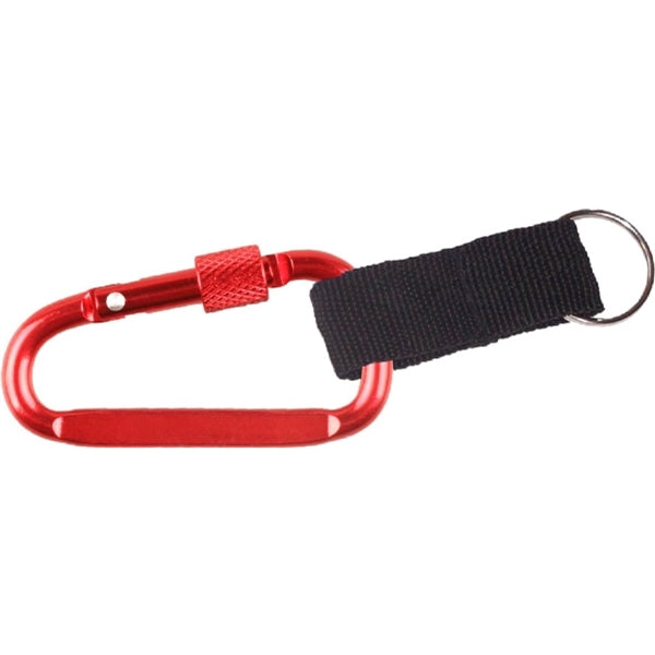 Carabiner with Secured Screw and Strap