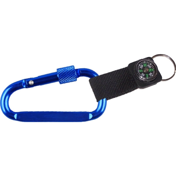 Carabiner with Secured Screw and Compass