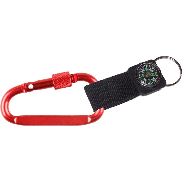 Carabiner with Secured Screw and Compass
