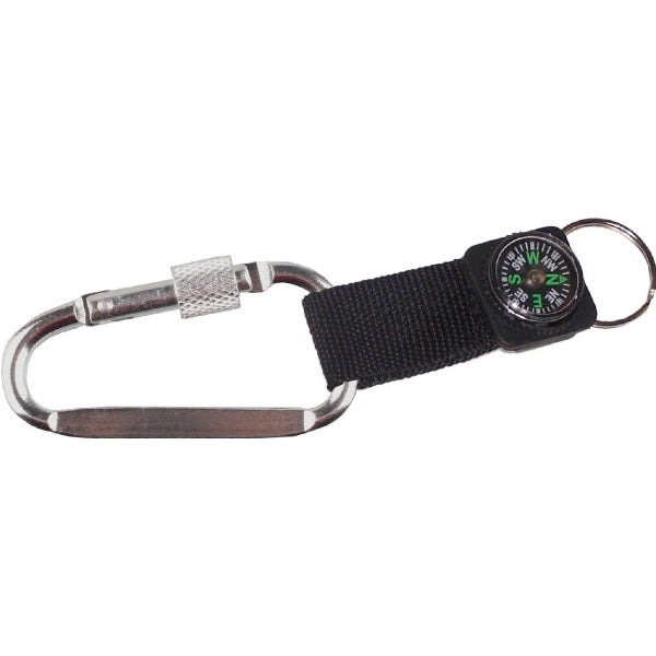 Carabiner with Secured Screw and Compass