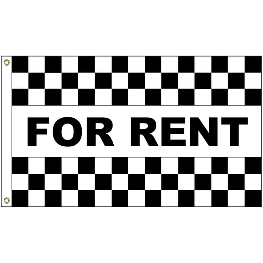 For Rent Black & White Checkered 3' x 5' Message Flag