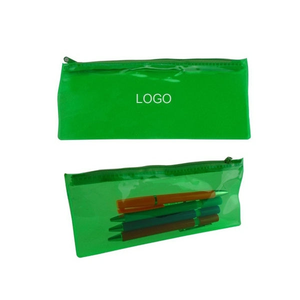 Semi Clear PVC Zipped Kids Pencil Cases For School