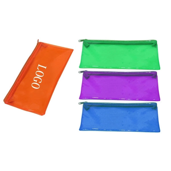Semi Clear PVC Zipped Kids Pencil Cases For School
