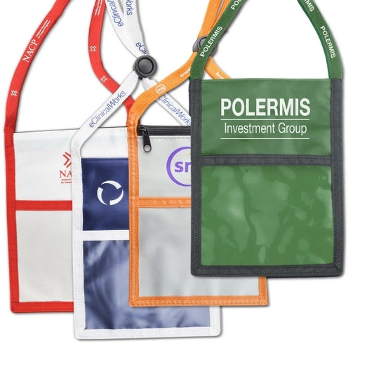 Nylon Multi-Pocket Credential Wallets with Imprintable Strap