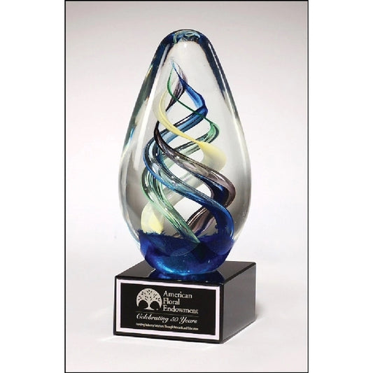 Eggshaped art glass award 2.75 x 7 1/8