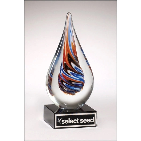 Teardropshaped art glass award 2 7/8 x 7.5