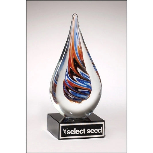 Teardropshaped art glass award 2 7/8 x 7.5