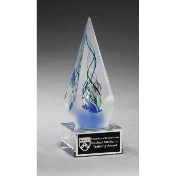 Arrow shaped art glass award 2 5/8 x 7 1/8