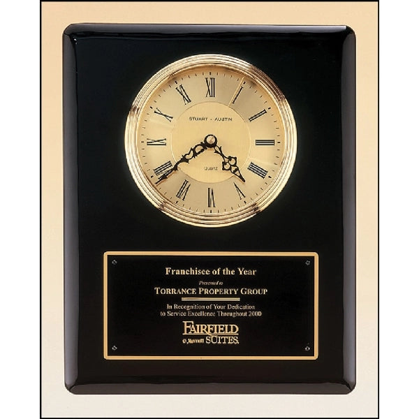 Black Piano Finish Vertical Wall Clock 10.5 x 13