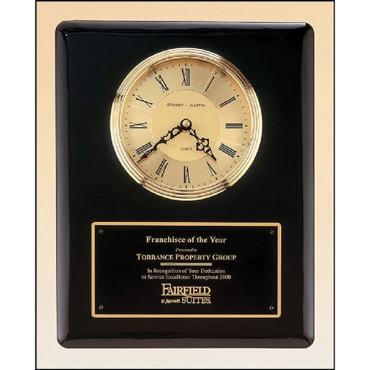 Black Piano Finish Vertical Wall Clock 10.5 x 13