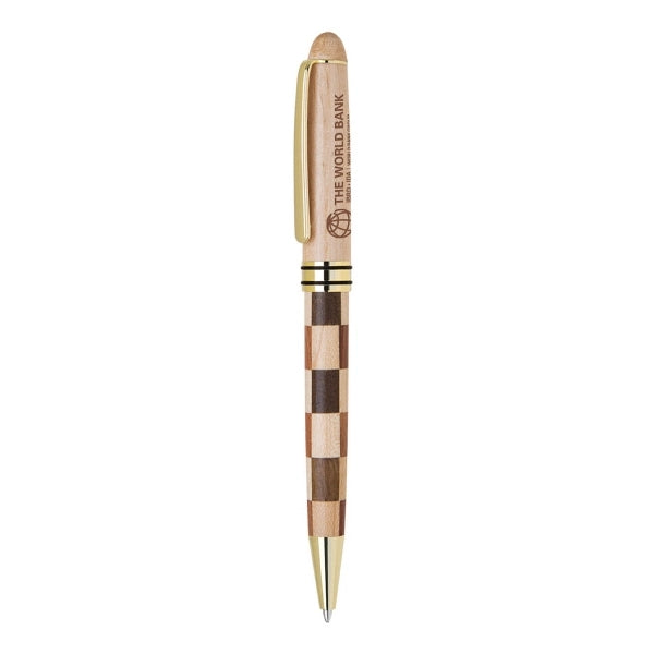Wood Checkerboard Ballpoint Pen