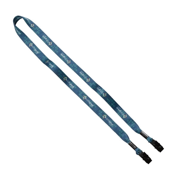 5/8" Tubular Dye Sublimated Double Bulldog Clip Lanyard