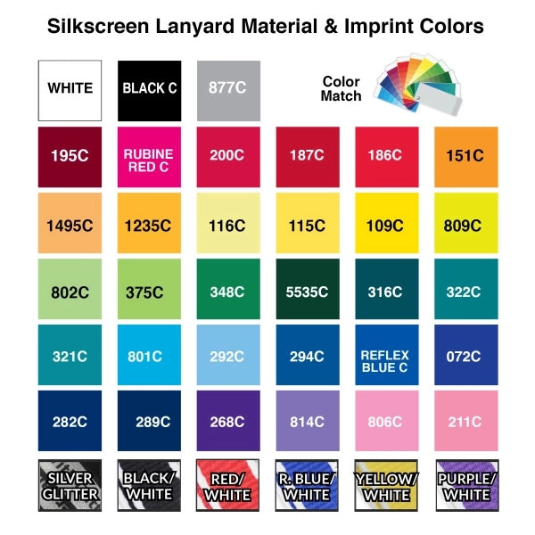 1" Glitter Ink Custom Silkscreen Lanyard, Flat Ribbed