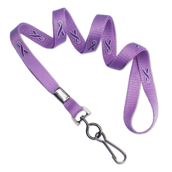 3/8" Pre-printed Cancer Awareness Ribbon Lanyard