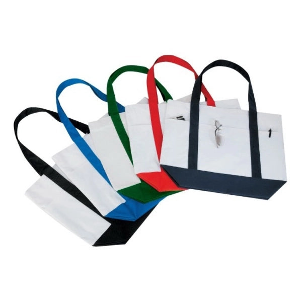 Basic Poly Zippered Tote Bag Muti Pockets