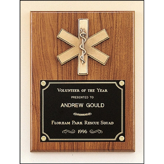 Walnut Plaque with Emergency Medical Casting 9x12