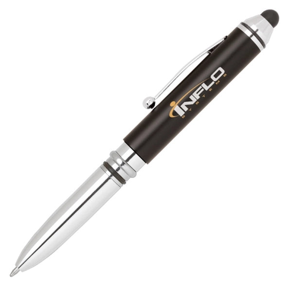 Plastic 3 in 1 stylus pen with L.E.D. flashlight